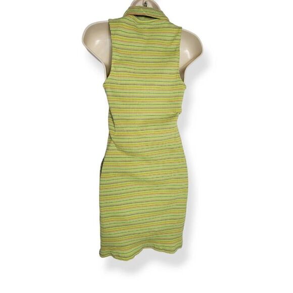 Wild Fable Green Striped Ribknit Sleeveless Collared Dress Small - Picture 3 of 4